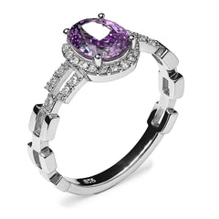 Anillo Solitario con Circonia y Micro Circonia Plata .925 con Rodio