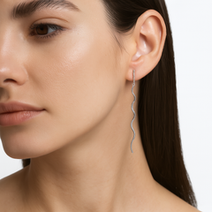 Arete Tipo Violador Ondulado Hecho a Mano Plata .925