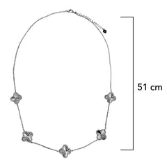 Collar 5 Flores Inspirado Van C Diamantado Plata .925 con Rodio