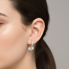 Huggies con Dijes de Corazón con Micro Circonias Plata .925 con Rodio