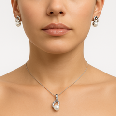 Juego Perla Natural con Espiral Plata .925