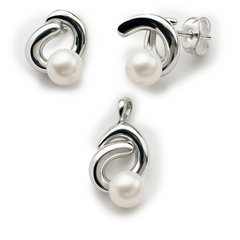 Juego Perla Natural con Espiral Plata .925