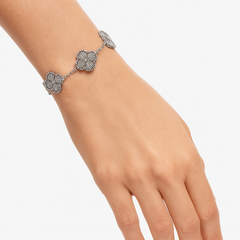 Pulsera Flor Inspirada Van C Dimantada Plata .925 con Rodio