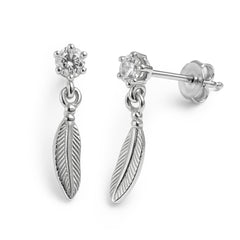 Broquel Pluma Colgante con Circonia Plata .925