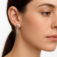 Broquel Pluma Colgante con Circonia Plata .925