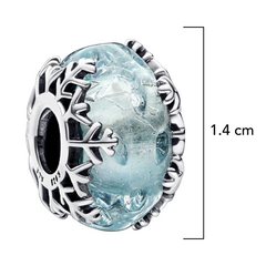 Charm Inspirado Pan 1:1 de Cristal Murano Copo de Nieve Plata .925