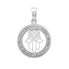 Dije Mano de Fatima con Circonias de 2.4 cm Plata .925