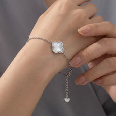 Pulsera Flor Inspirada Van C con Micro Circonias y Piedras Naturales Plata .925 con Rodio