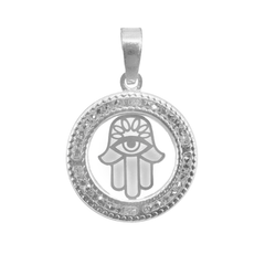 Dije Mano de Fatima con Circonias de 2.4 cm Plata .925