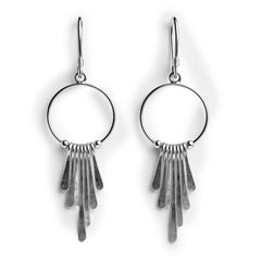 Arete Mediano Aro con Colgantes Hecho a Mano Plata .925