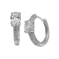 Huggies con Circonia Grande y Micro Circonias Plata .925 con Rodio