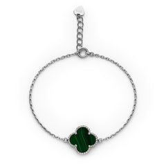 Pulsera Flor Inspirada Van C Piedras Naturales Plata .925