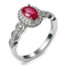 Anillo Circonia Ovalada con Micro Circonias Plata .925 con Rodio