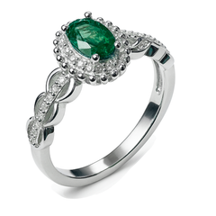 Anillo Circonia Ovalada con Micro Circonias Plata .925 con Rodio