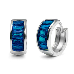 Huggies Ancha Canalito de Circonias Baguette Plata .925