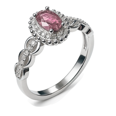 Anillo Circonia Ovalada con Micro Circonias Plata .925 con Rodio