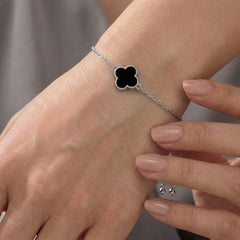 Pulsera Flor Inspirada Van C Piedras Naturales Plata .925