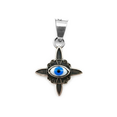 Dije Nudo de Bruja Oxidado con Ojo Turco de 3cm Plata .925