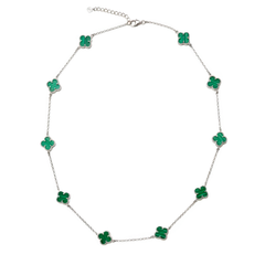 Collar Flor Inspirado Van C Flor Piedra Natural Plata .925 con Rodio