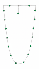 Collar Flores Inspirado Van C Largo Piedras Naturales Plata .925 con Rodio