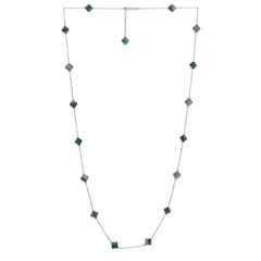 Collar Flores Inspirado Van C Largo Piedras Naturales Plata .925 con Rodio