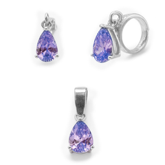 Juego Circonia en Forma de Gota Plata .925