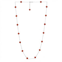 Collar Flores Inspirado Van C Largo Piedras Naturales Plata .925 con Rodio