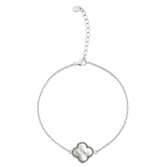 Pulsera Flor Inspirada Van C Piedras Naturales Plata .925 con Rodio