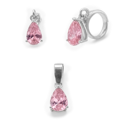 Juego Circonia en Forma de Gota Plata .925