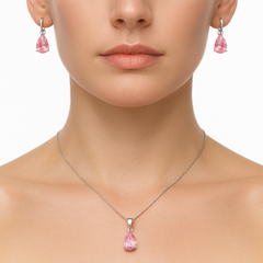 Juego Circonia en Forma de Gota Plata .925