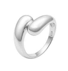 Anillo Doble Gota Liso Plata .925