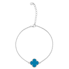 Pulsera Flor Inspirada Van C Piedras Naturales Plata .925 con Rodio