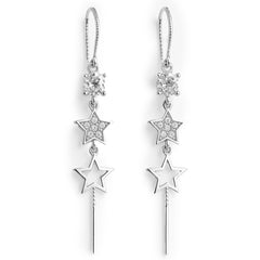 Arete Largo Estilo Violador Estrellas con Circonias Plata .925