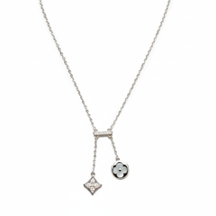 Collar Corbatero Inspirado LV Priedras Natulares con Circonias Plata .925 con Rodio