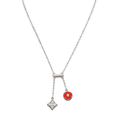 Collar Corbatero Inspirado LV Priedras Natulares con Circonias Plata .925 con Rodio