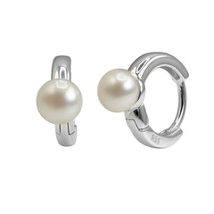 Arracada Huggies Chica con Perla Natural Plata .925