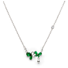 Collar Mariposas con Circonias con Bolita Lisa Plata .925 con Rodio