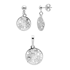 Juego Mariposa con Circonia y Grecas Plata .925