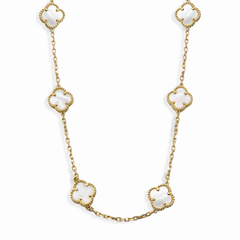 Collar 10 Flores Inspirado Van C Madre Perla Oro 10K