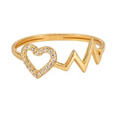 Anillo Corazón Latido con Micro Circonias Oro 10K