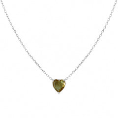 Collar Piedras SemiPreciosas Corazón de Zultanita, Plata .925 con Baño de Rodio