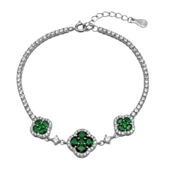 Pulsera Trebol con Circonias Plata .925