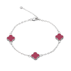 Pulsera Economica Delgada Flor Inspirada Van C Esmaltada Plata .925