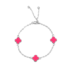 Pulsera Economica Flor Inspirada Van C Esmaltada Plata .925