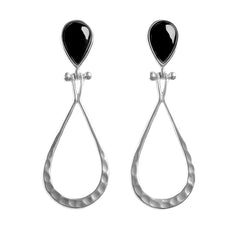 Arete Largo Estilo Gota con Piedras Naturales Plata .925