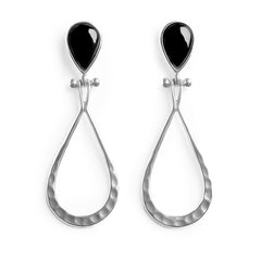 Arete Largo Estilo Gota con Piedras Naturales Plata .925