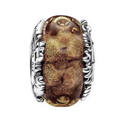 Charm Inspirado Pan 1:1 de Cristal Murano Rey Leon Plata .925