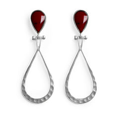 Arete Largo Estilo Gota con Piedras Naturales Plata .925