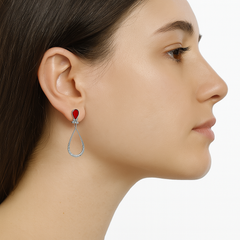 Arete Largo Estilo Gota con Piedras Naturales Plata .925