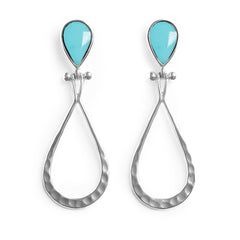 Arete Largo Estilo Gota con Piedras Naturales Plata .925